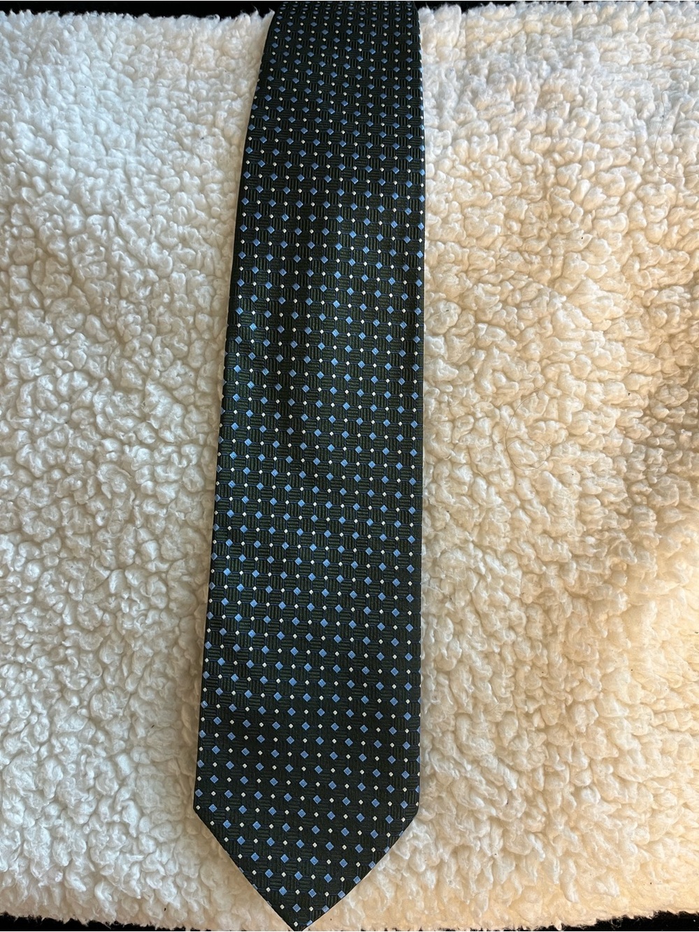 Tommy Hilfiger Black Tie with Light Blue Micro Dot Pattern -